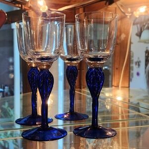 Vintage Hungary Cordial Glasses Colbalt  Blue